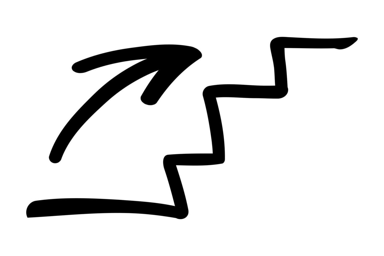 Stairs up icon. Stairs with up arrow black icon. hand drawn illustration isolated on white background. vector