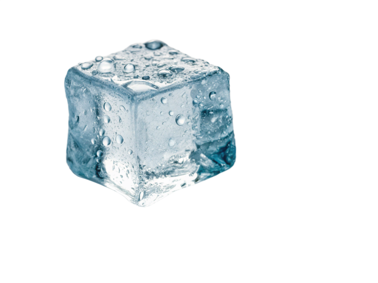 Single Ice Cube, Frozen Water, Crystal Clear, Cold Refreshment, Chilling, Melting, Water Droplets, D png