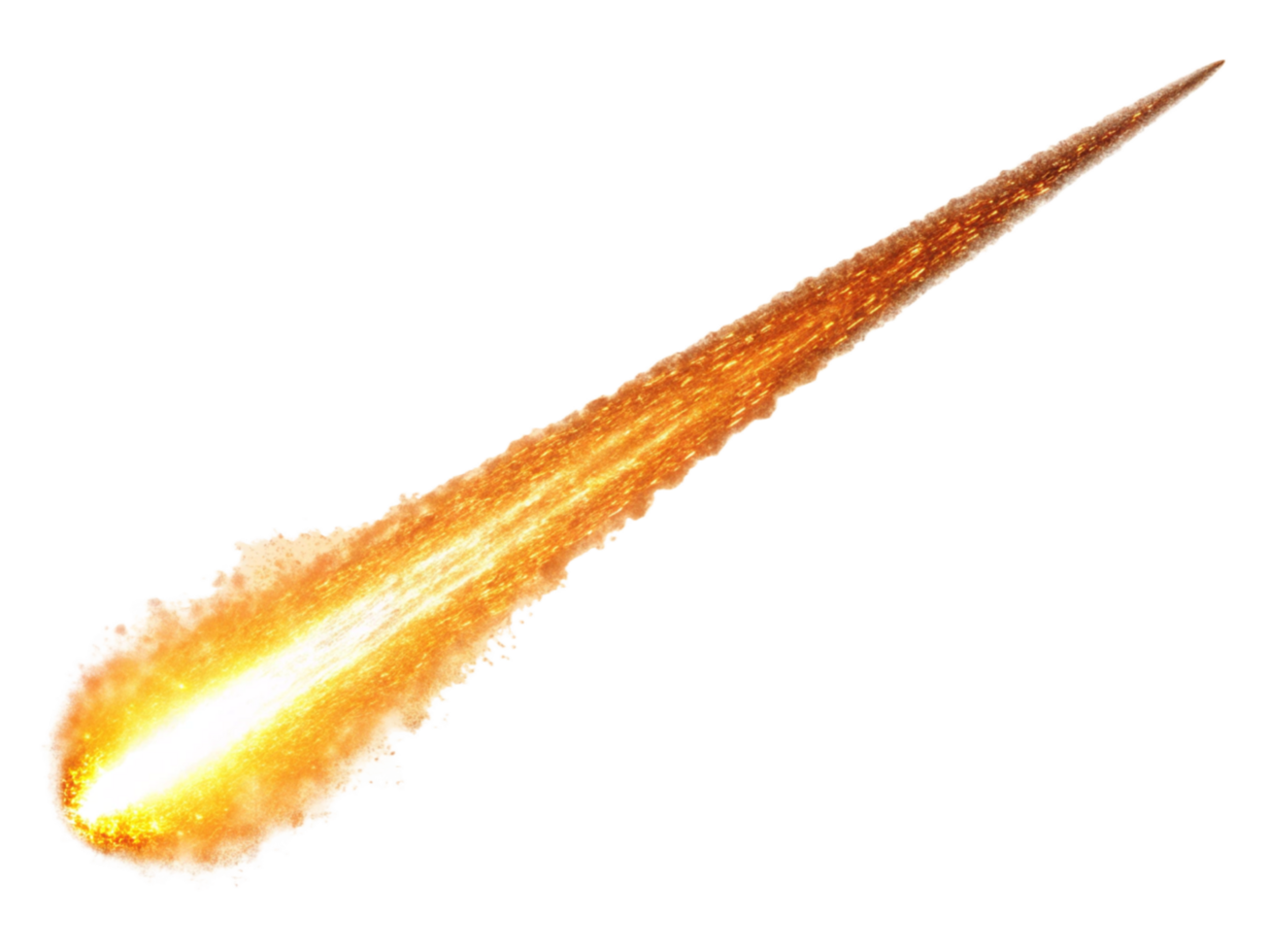 Fiery Meteorite Falling, Cosmic Impact, Burning Trail, Space Rock png