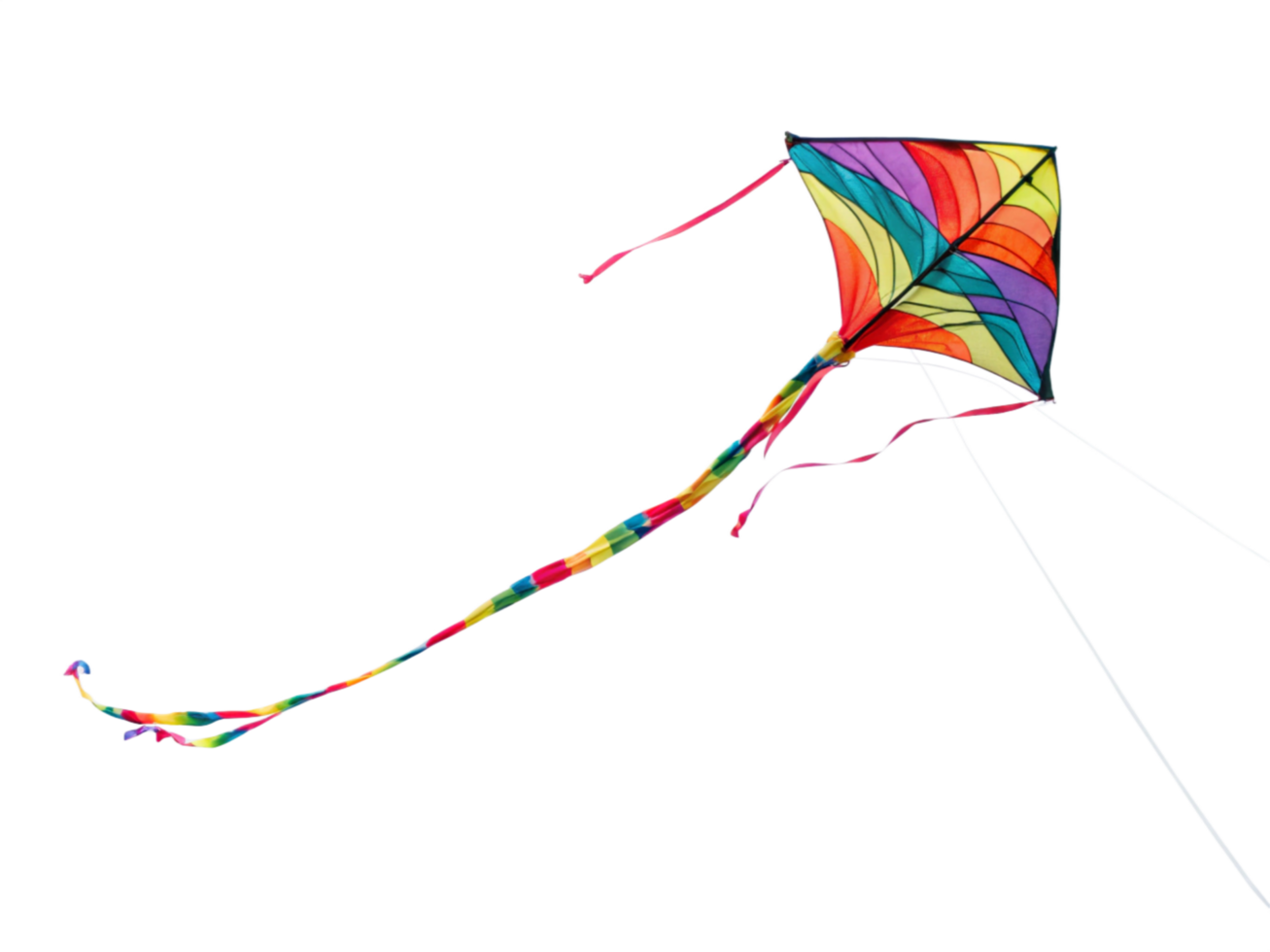 Rainbow Kite Soaring, Abstract Flight Path, Artistic Design png