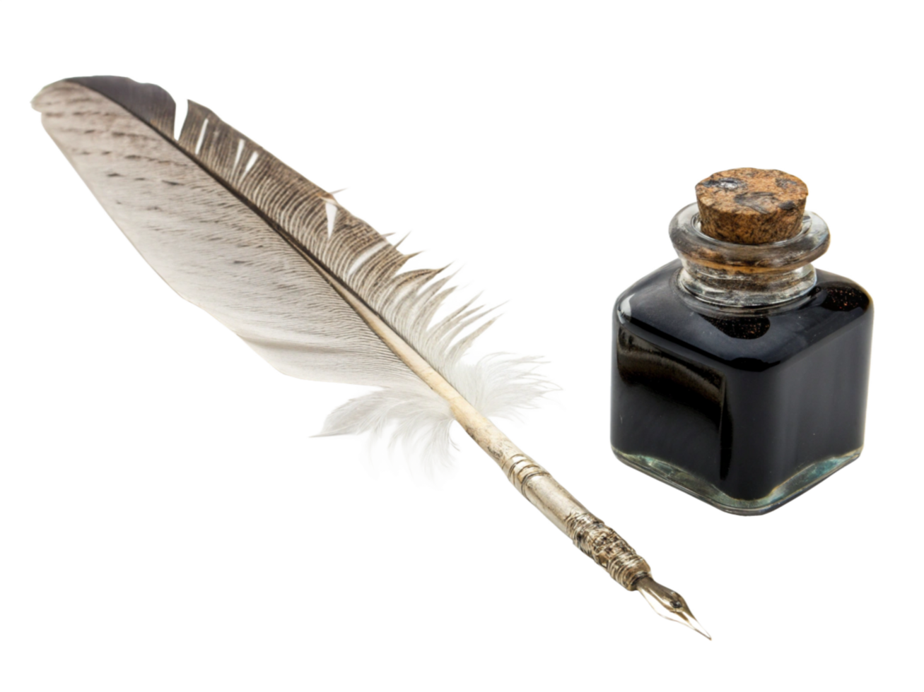 Antique Quill Pen, Inkwell, Writing, Stationery, Feather, Calligraphy, Script, Classic, Literature, png