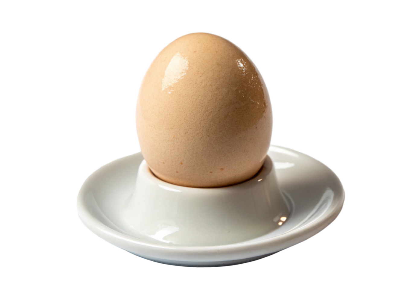 Single Boiled Egg in White Ceramic Egg Cup Stand png