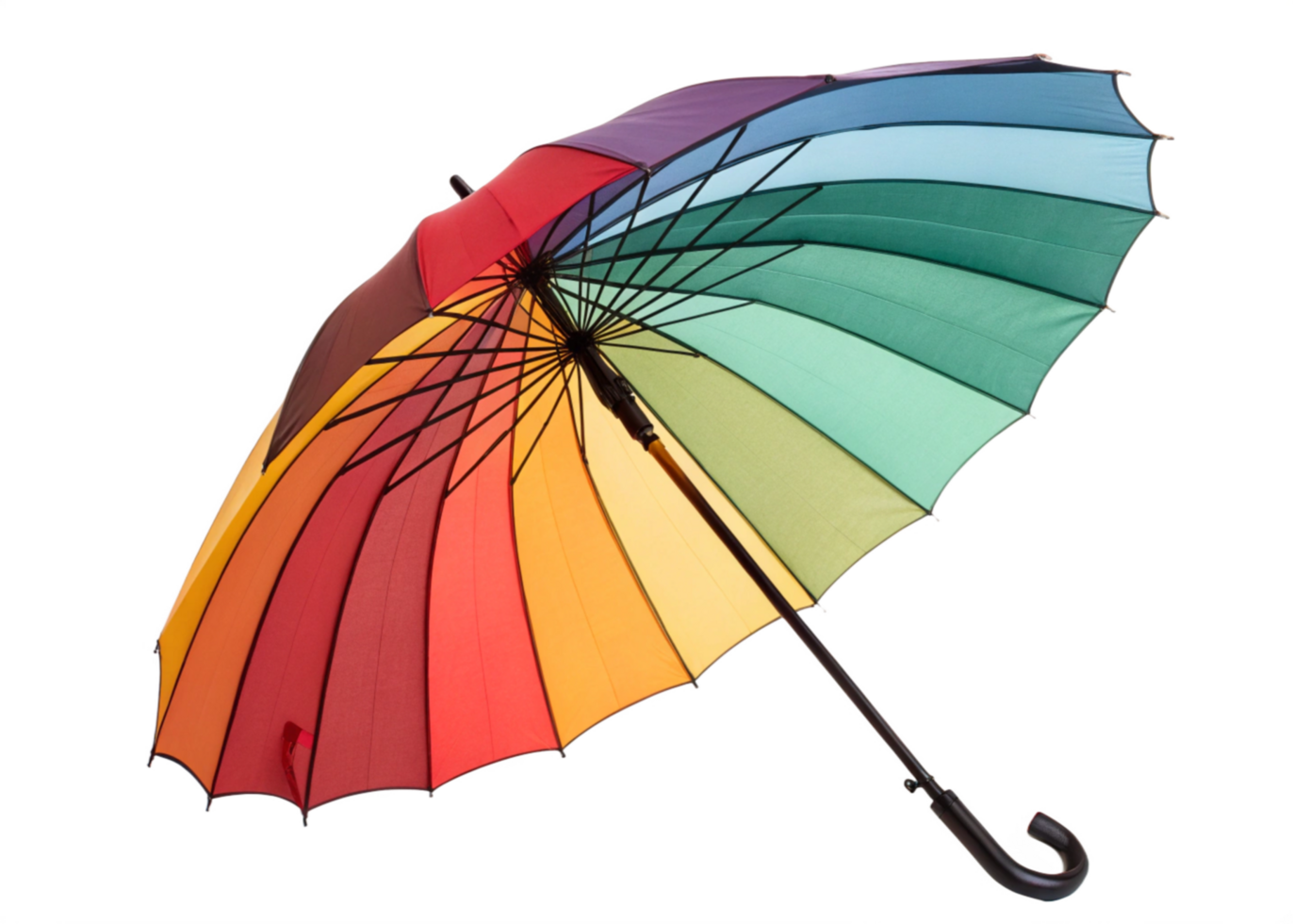 Colorful Rainbow Umbrella, Rain Protection, Vivid Hues, Open Canopy, Spring Summer Accessory, Weathe png