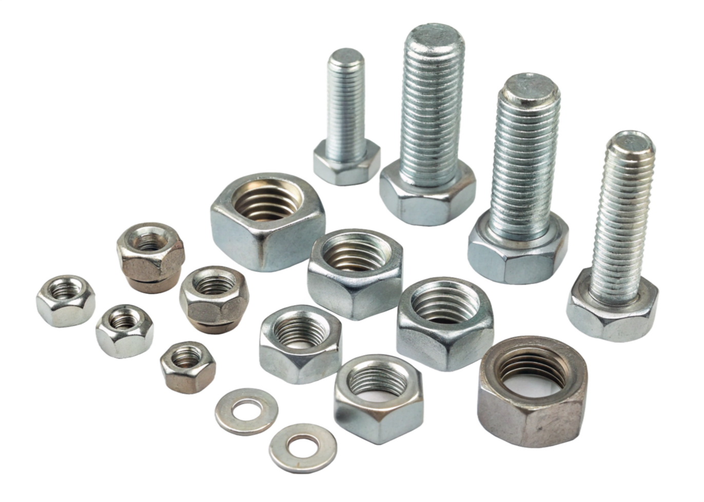 Assorted Metal Bolts, Nuts, Washers Hardware Fasteners Collection png