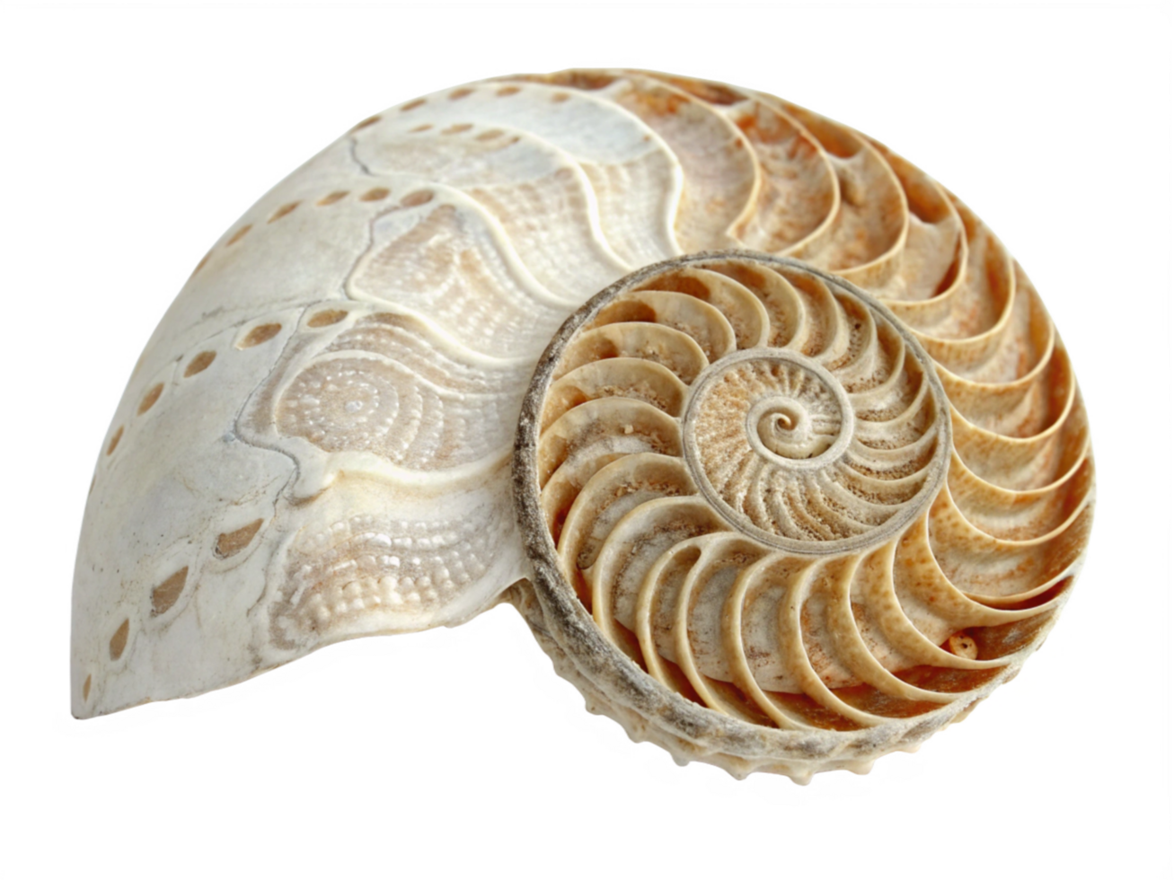 Nautilus Shell Spiral Chambers, Fossil, Ocean, Nature, Beauty, Symmetry, Geometry, Golden Ratio, Anc png