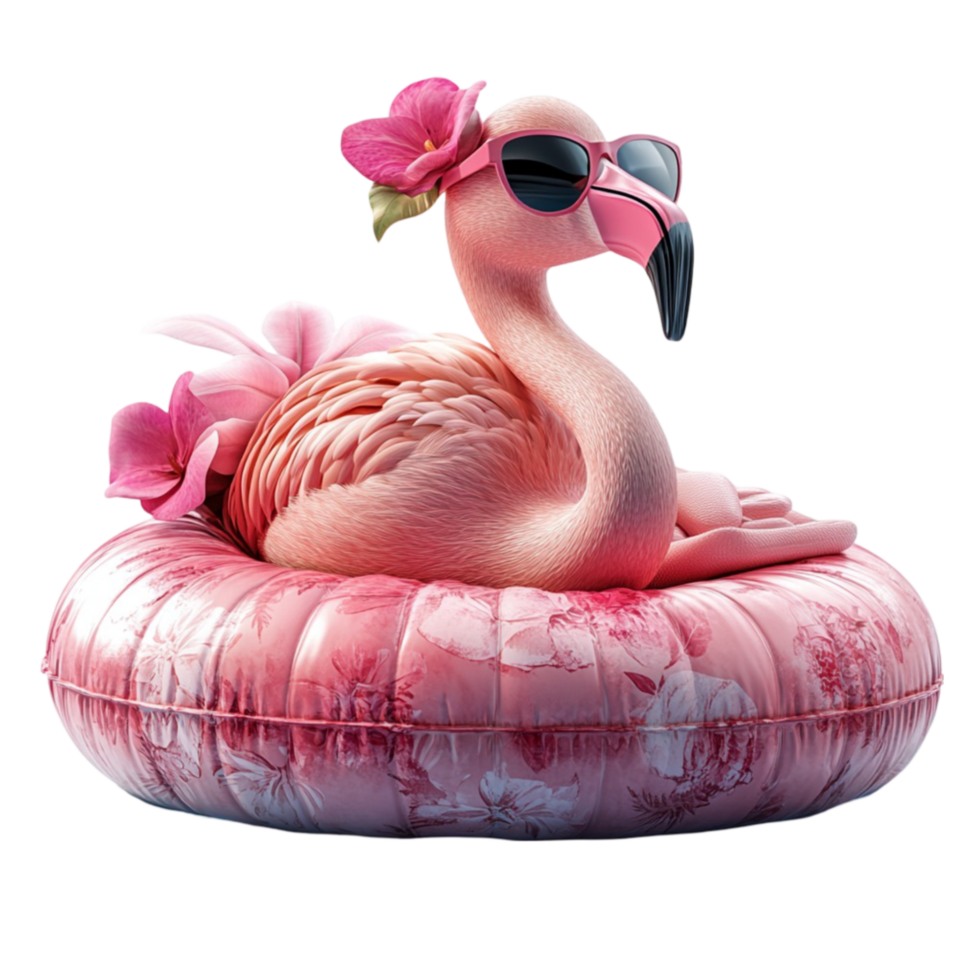 Flamingo with Bow on Pink Float png