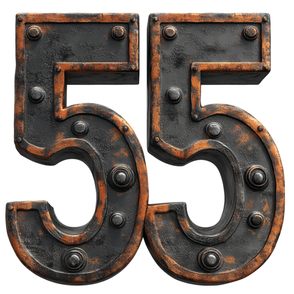 Number 55 Made of Metal and Rivets png