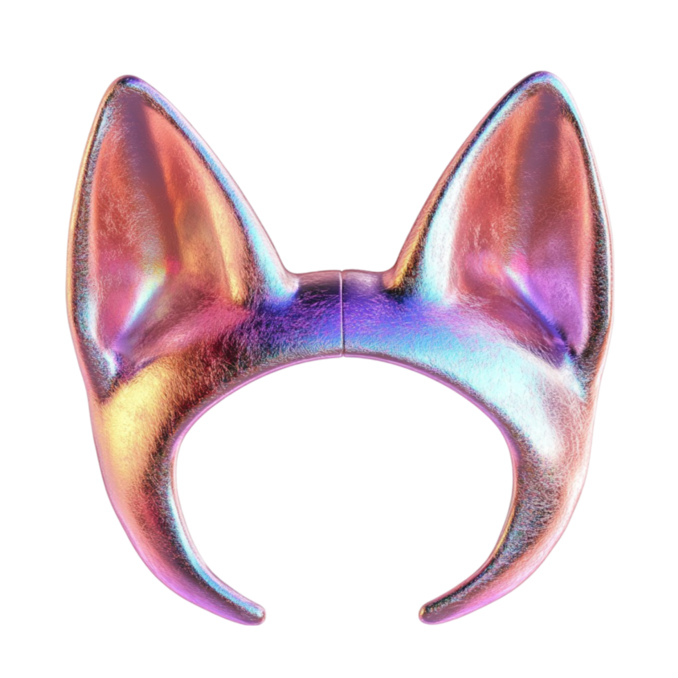 Iridescent Cat Ears Headband in Neon Style png