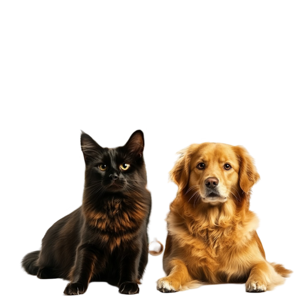 Dog and Cat Sitting Together in Harmony png