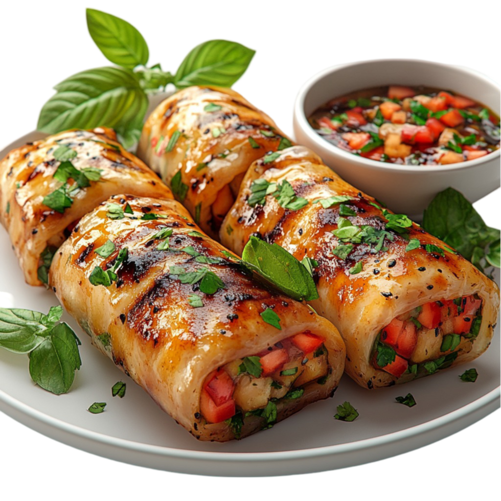 Vietnamese Fresh Spring Rolls with Dipping Sauce png