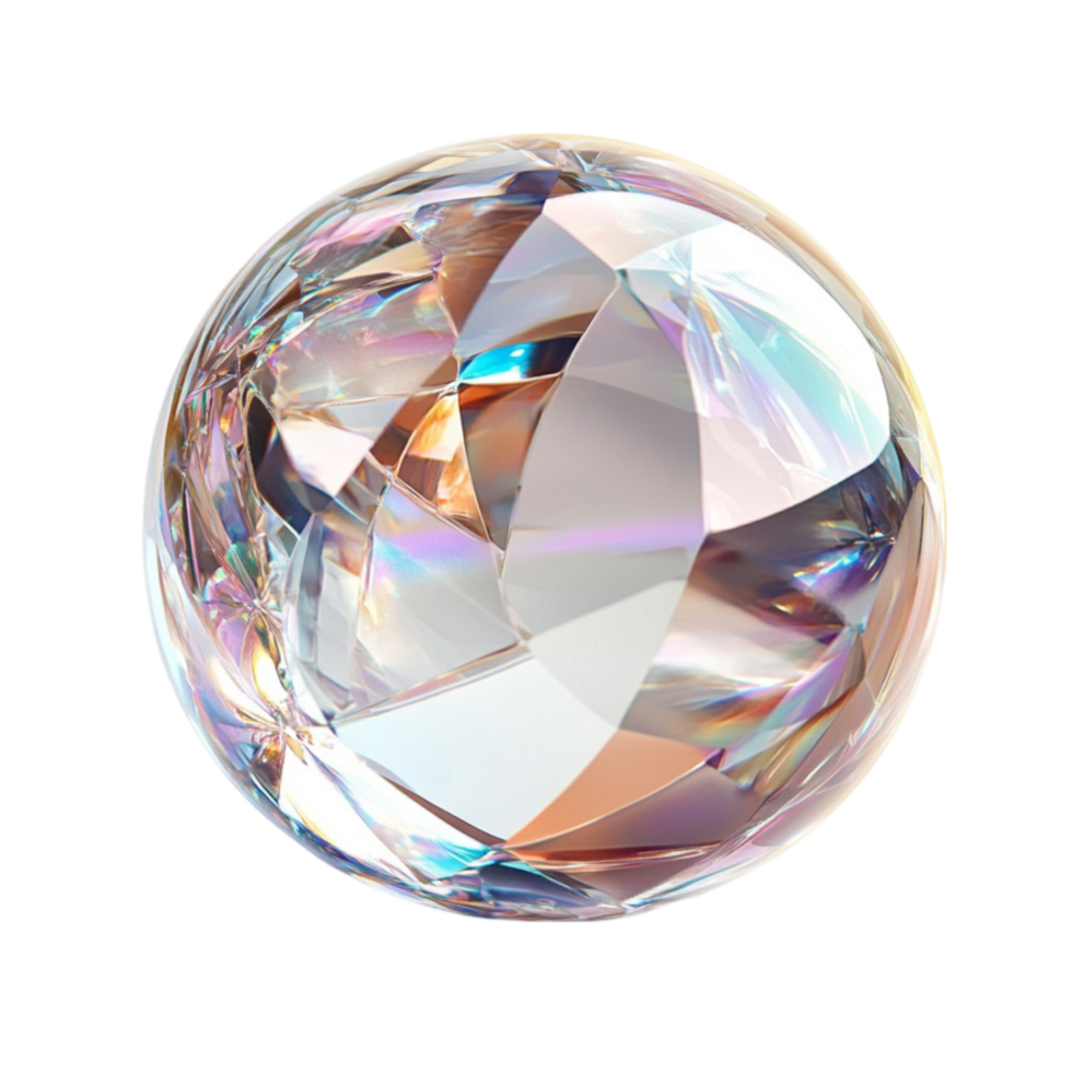 Crystal Diamond Sphere with Intricate Reflections png