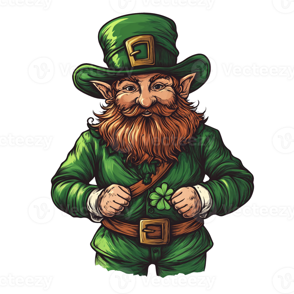 A Leprechaun With a Green Hat And Beard Transparent Background png