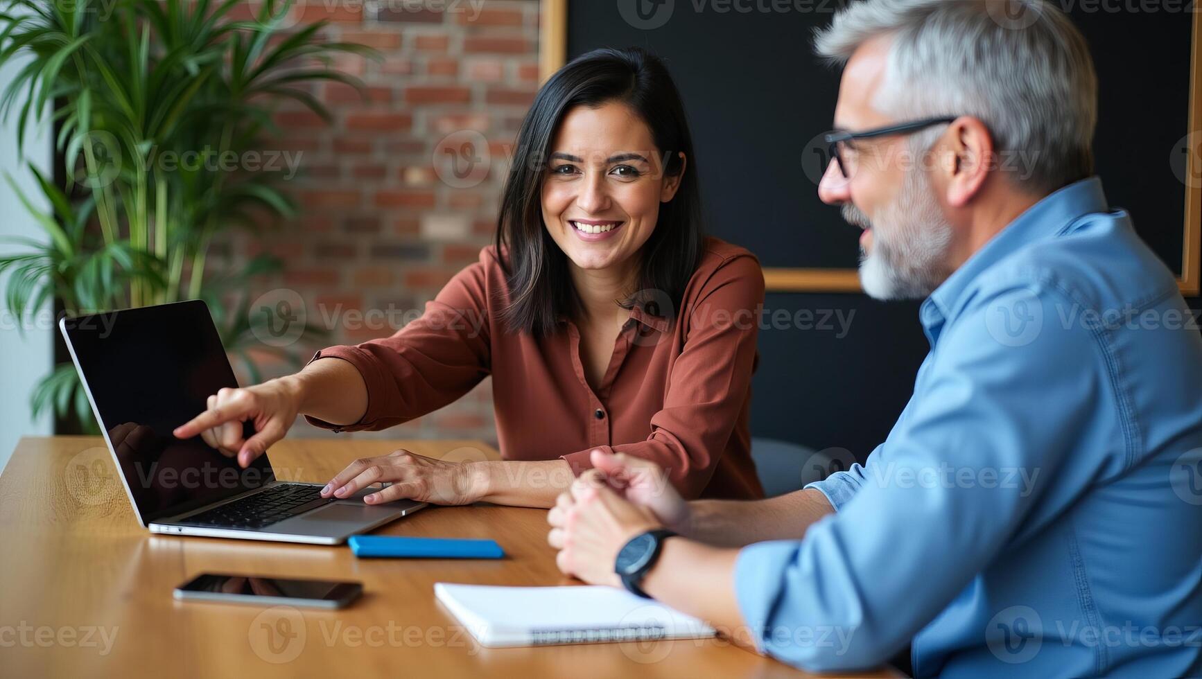 Team collaboration with diverse professionals brainstorming ideas in a relaxed office. photo