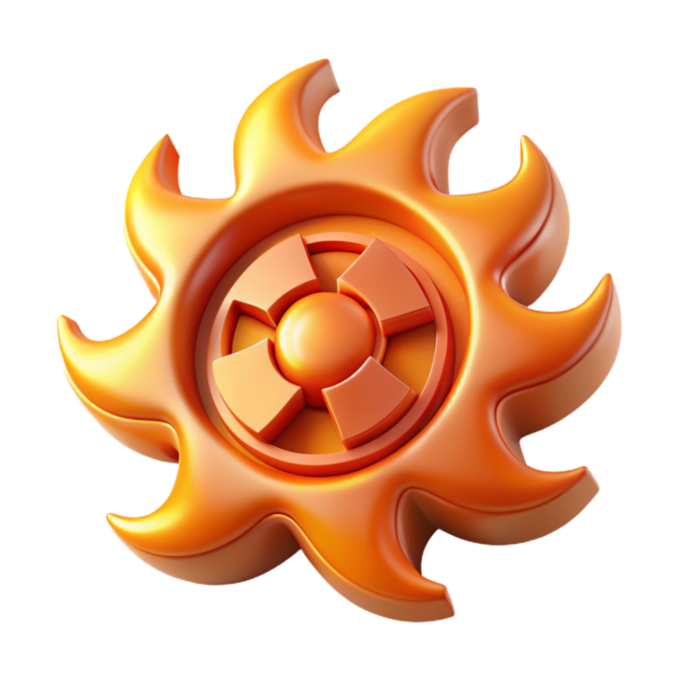Fiery Sunburst Symbol 3D Render of Abstract Design png