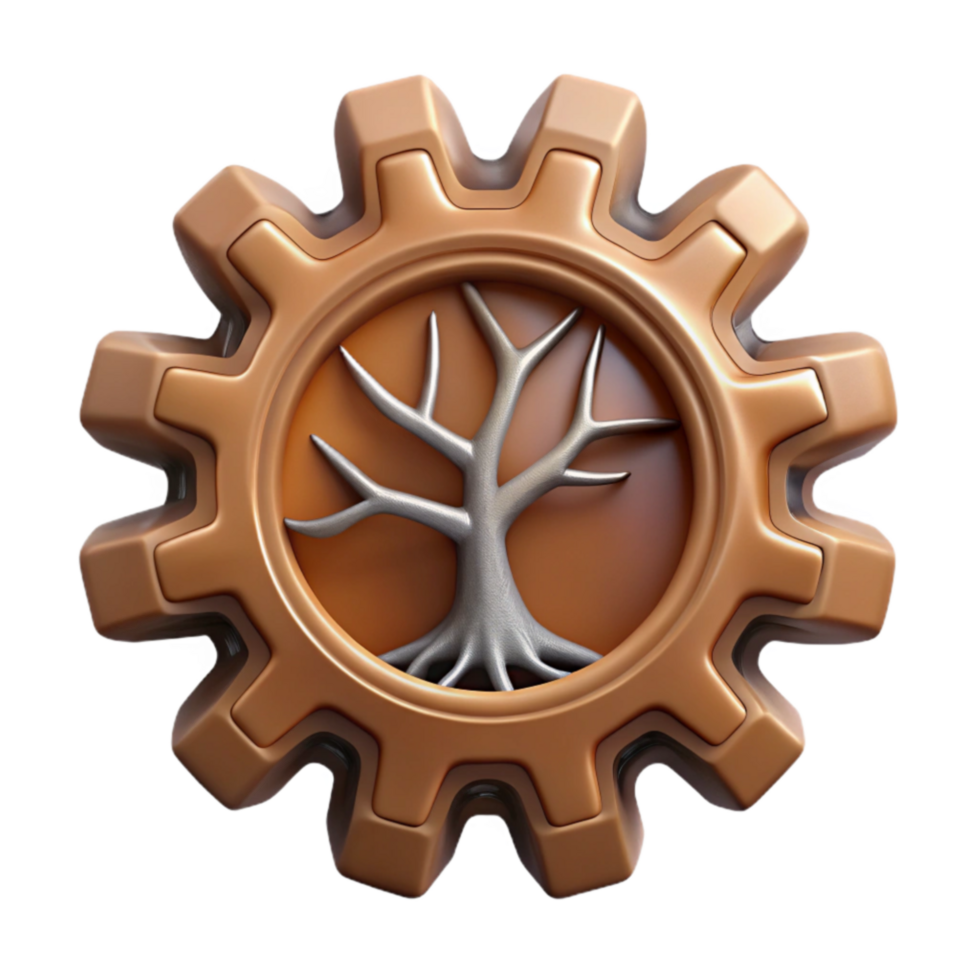 Gear and Tree Sustainable Technology Symbol png