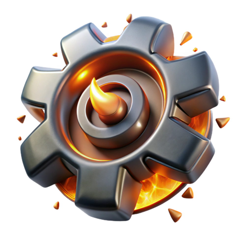 Fiery Gear A 3D Render of Intense Power png