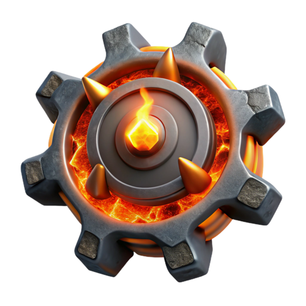 Fiery Gear Mechanism 3D Render of Molten Core png