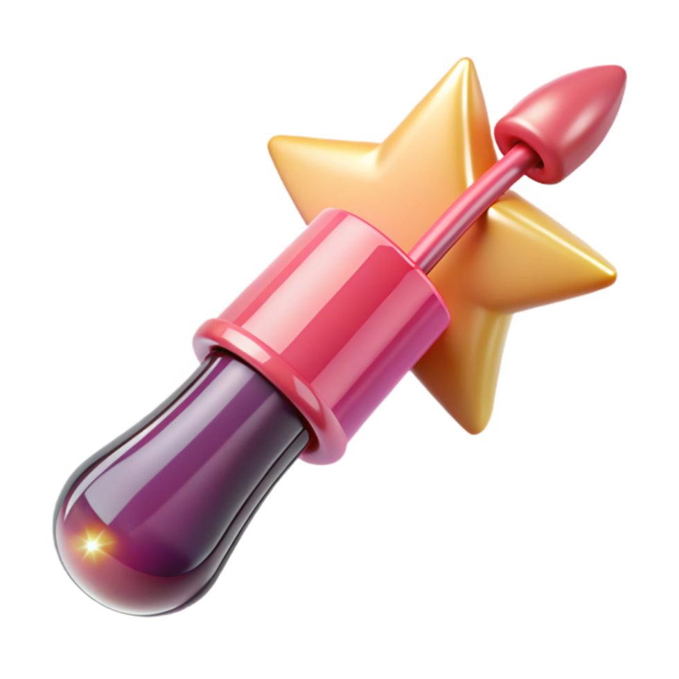 Star-Shaped Cosmetic Applicator with Glowing Tip png