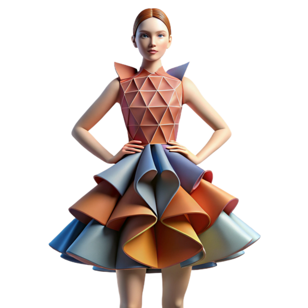 Geometric Fashion Dress Multicolor, Layered, Modern Design png