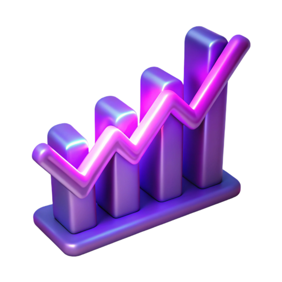 Upward Trend 3D Render of Growth Chart png