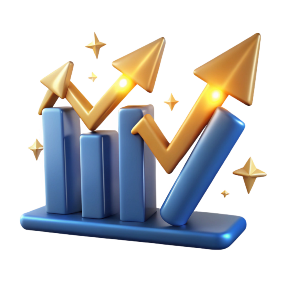 Trending Upward Growth Chart with Rising Arrows png
