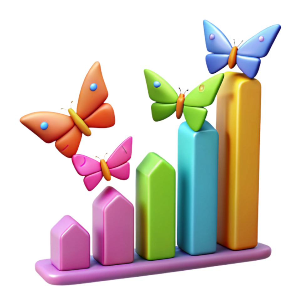 Colorful Butterfly Growth Chart Visualizing Progress Success png