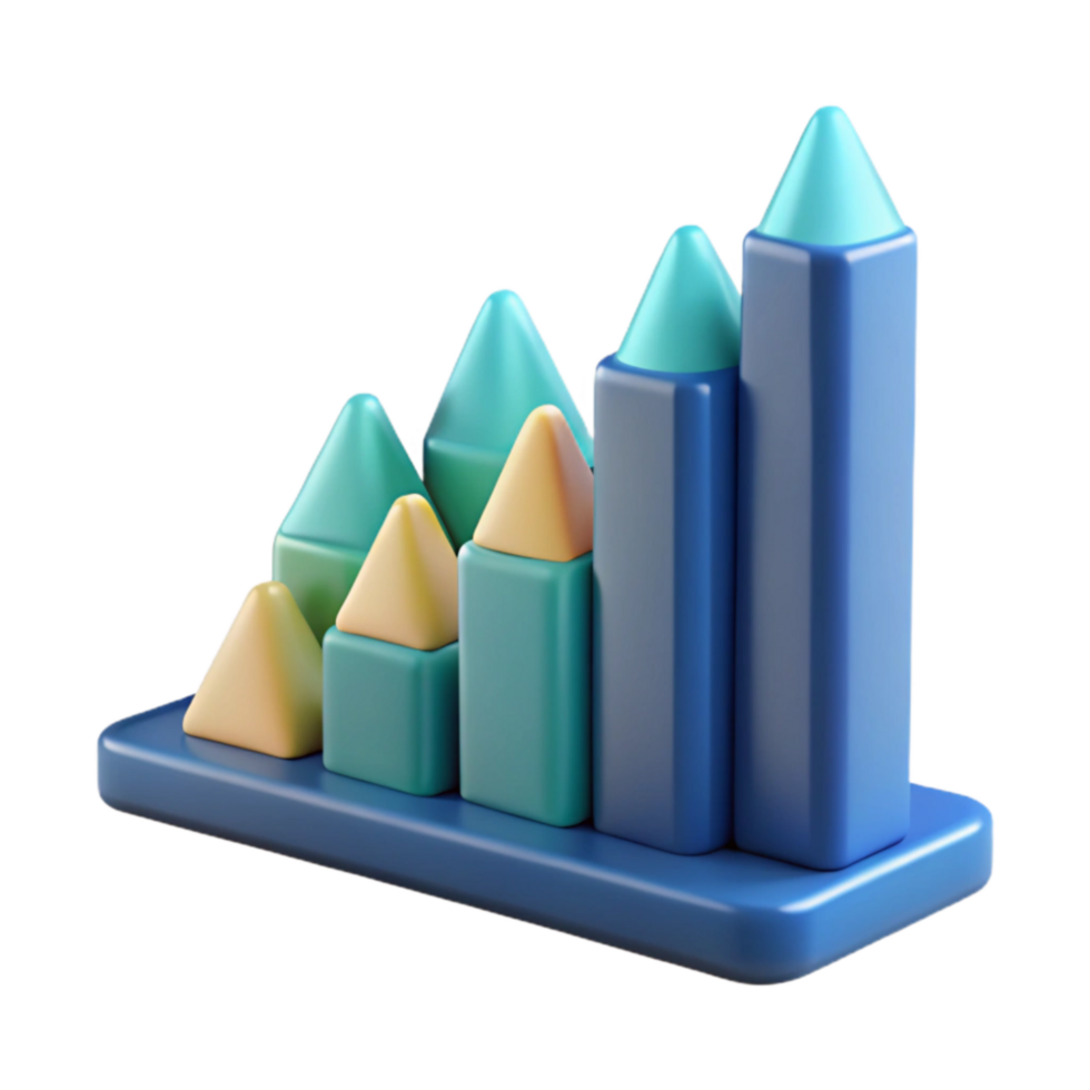 3D Ascending Blocks Data Visualization Chart png