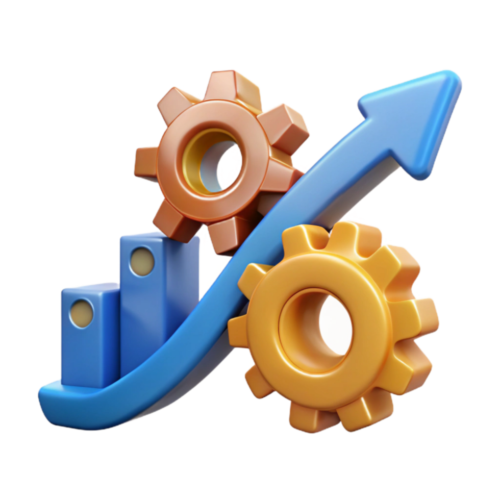 Growth Through Collaboration Interlocking Gears and Upward Trend png