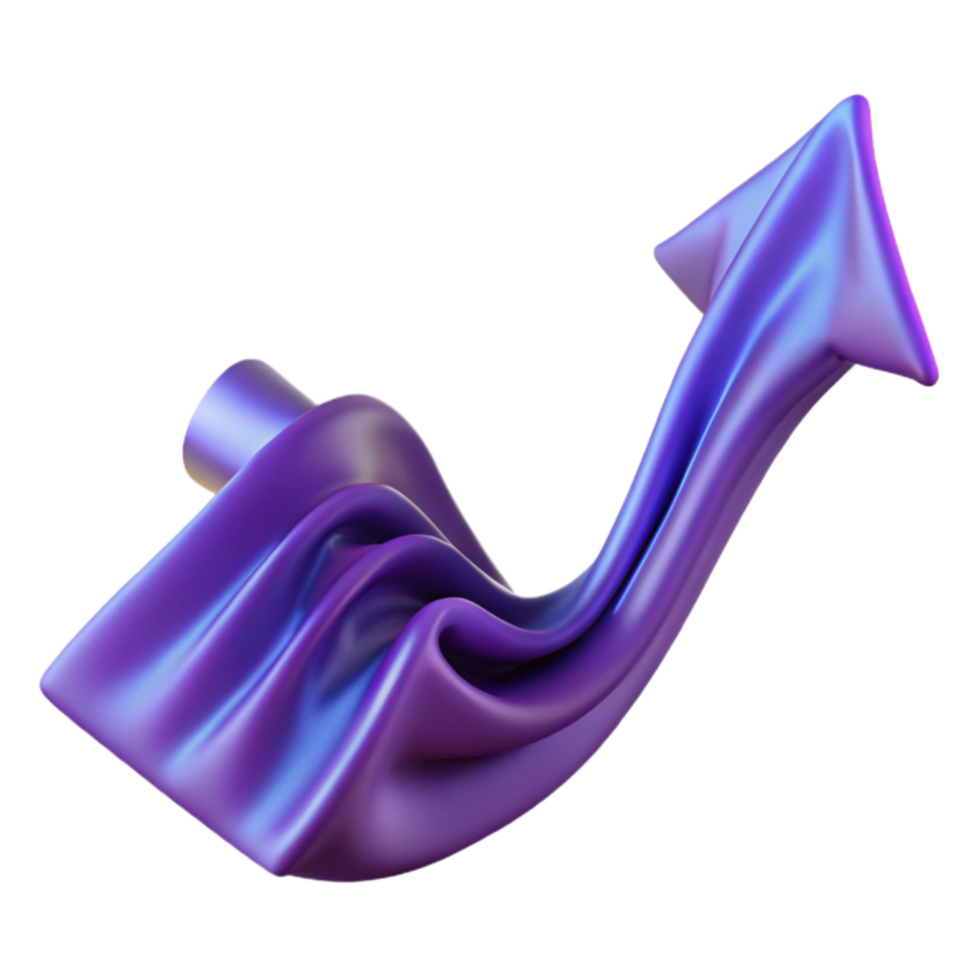 Abstract Purple Arrow 3D Render of a Flowing Upward Trend png