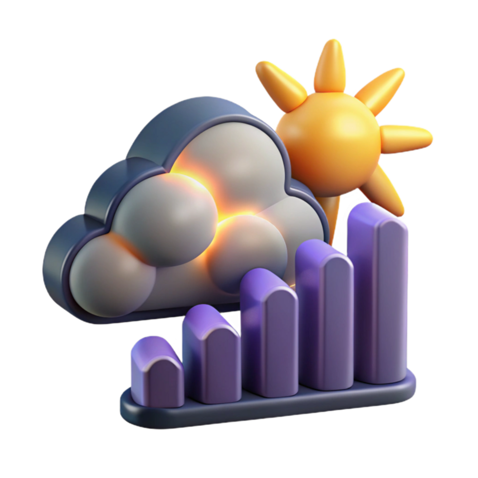 Weather Data Visualization Cloud, Sun, and Rising Chart png