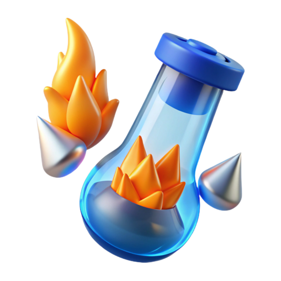 Fiery Elixir 3D Render of a Magical Potion png