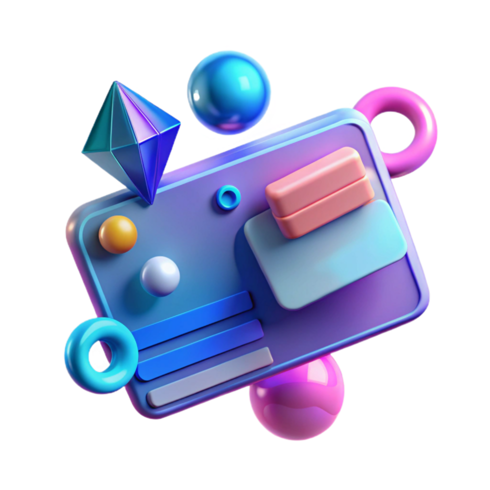 Abstract 3D Render Geometric Shapes, Gradient Colors png