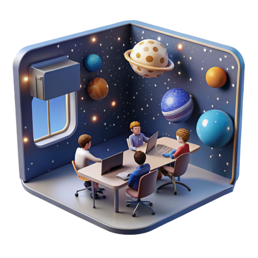 Cosmic Collaboration A 3D Render of Teamwork in Space png