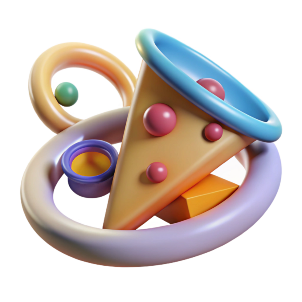 Abstract 3D Render Colorful Geometric Shapes and Rings png