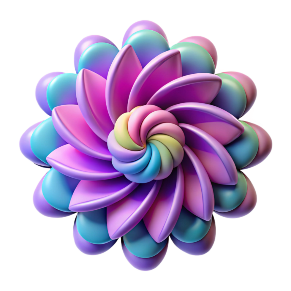 Rainbow Swirl Flower 3D Abstract Art png
