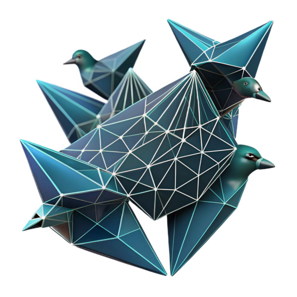 Geometric Avian Forms Abstract Polygonal Bird Sculpture png
