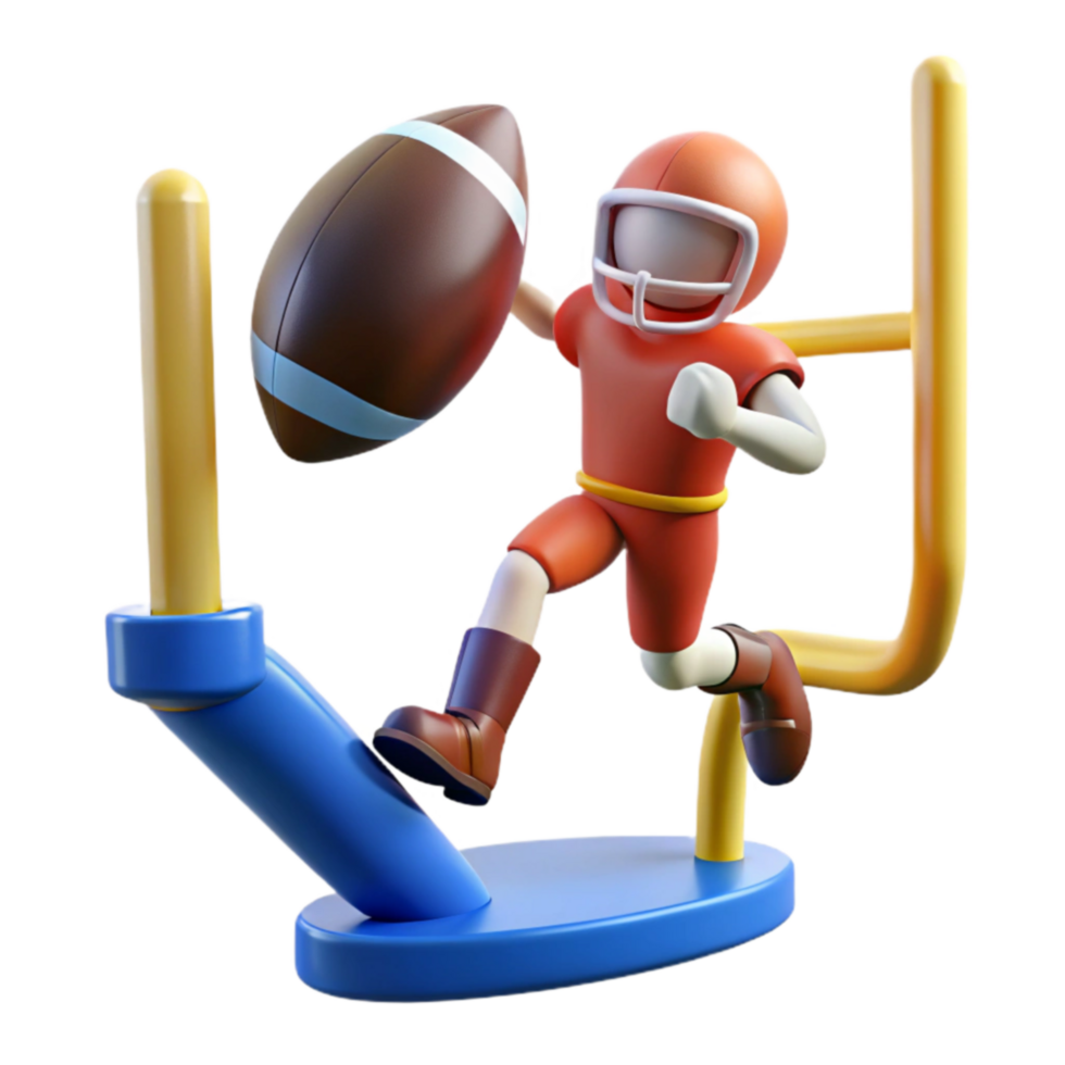 3D Render Football Player Scoring Touchdown png