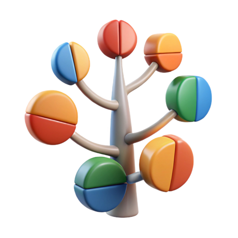 Colorful Abstract Tree with Segmented Circles Data Visualization png