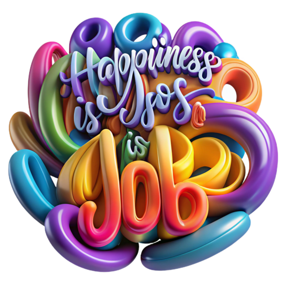 Happiness is Job Satisfaction A Colorful 3D Typography Design png