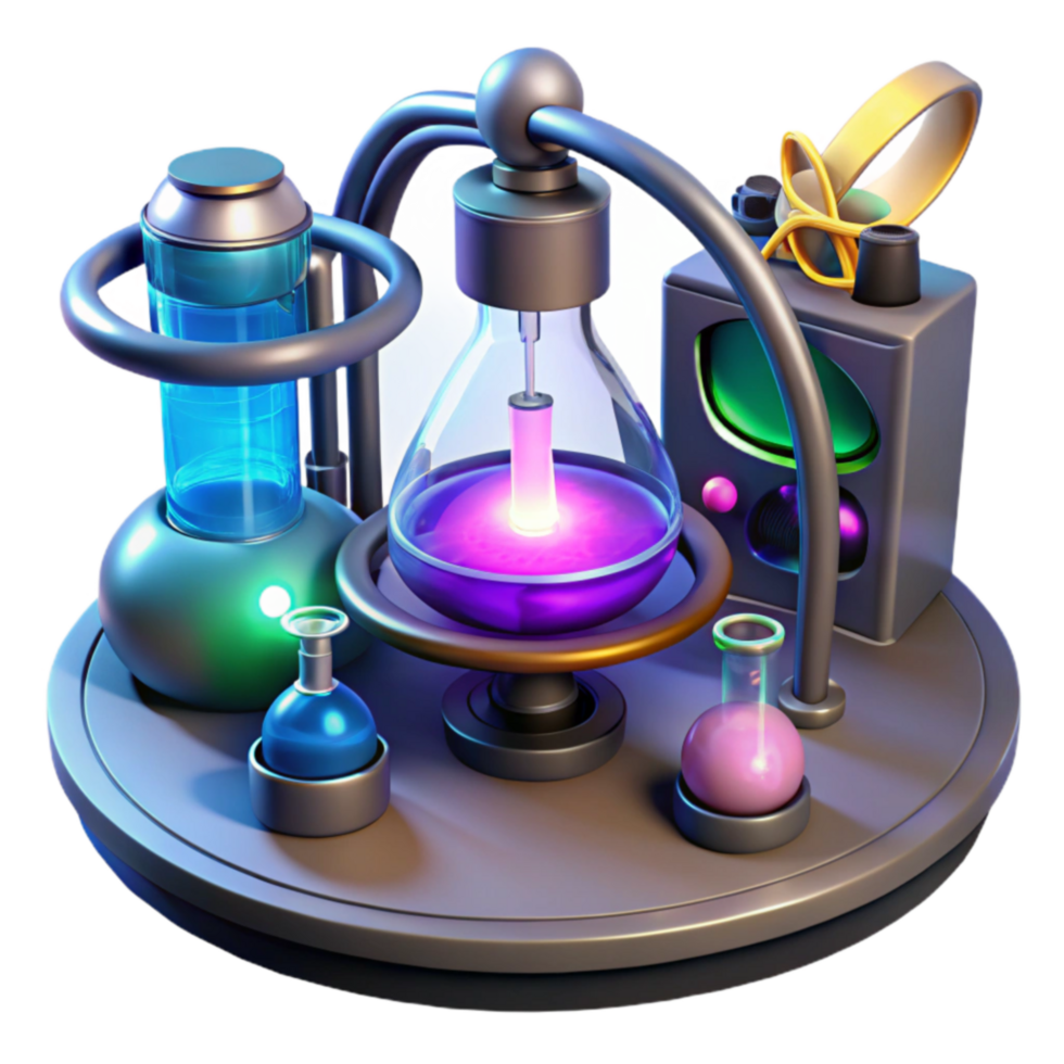 Glowing Lab Equipment A Futuristic Science Experiment png