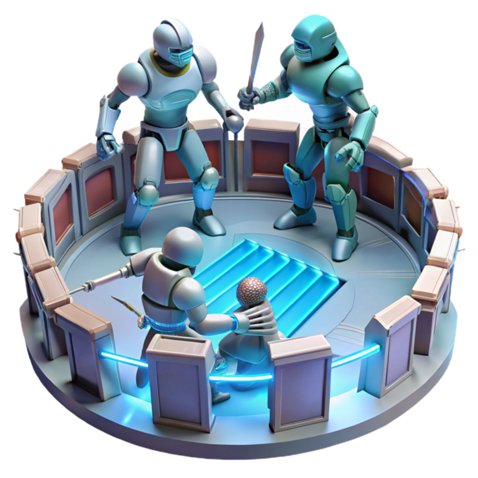 Futuristic Robot Arena Combat and Captivity png