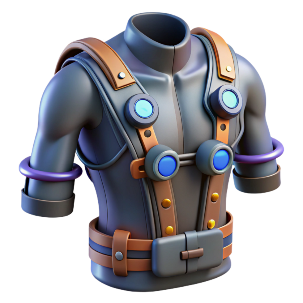 Stylized Futuristic Torso Armor 3D Render png