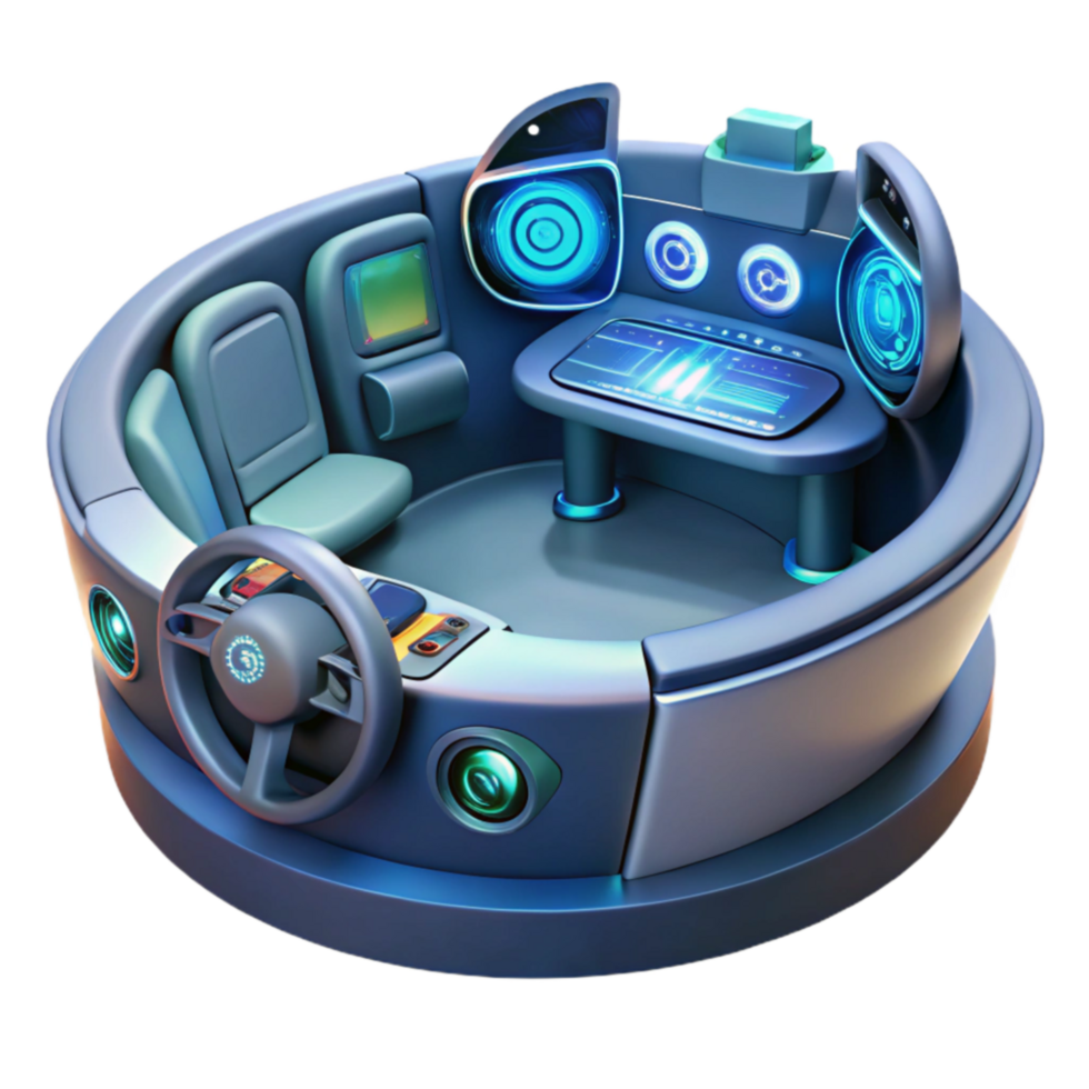 Futuristic Vehicle Interior Design Advanced Cockpit with Integrated Audio and Controls png