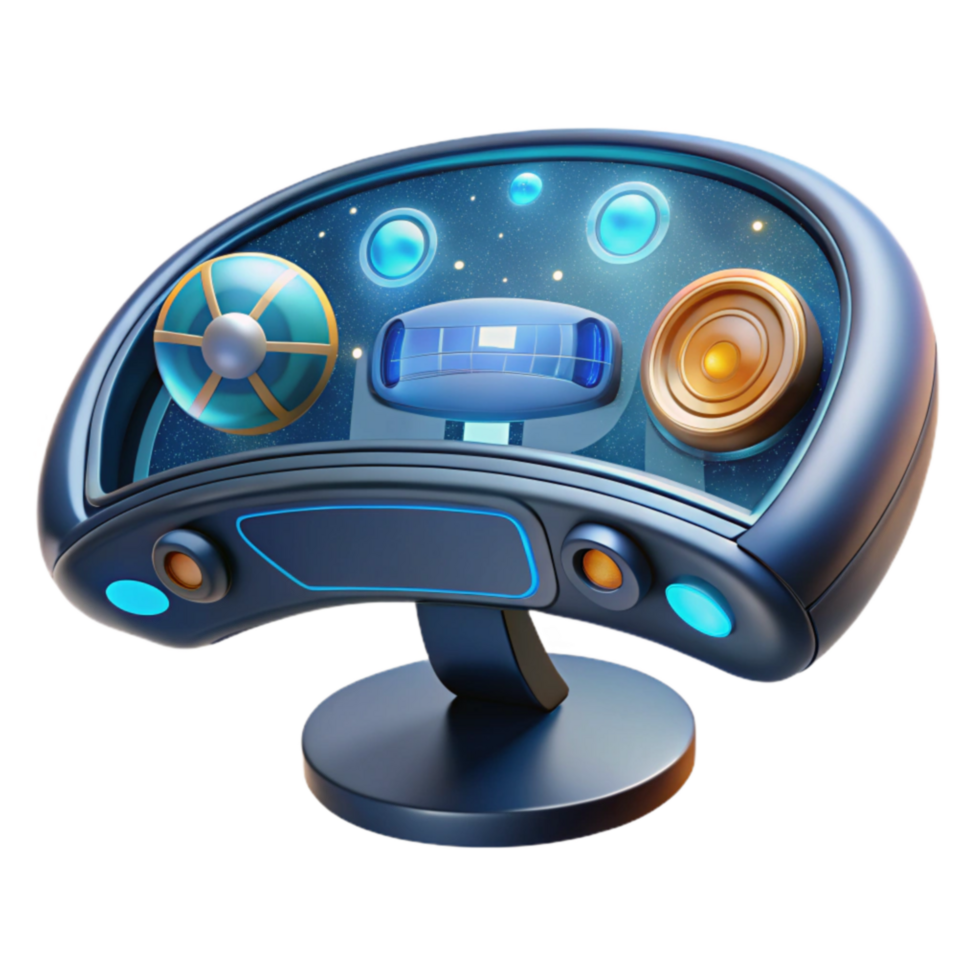 Futuristic Control Panel 3D Render of Sci-Fi Interface png