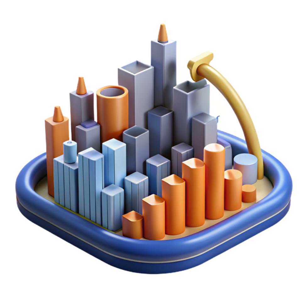 3D Cityscape Abstract Urban Development Visualization png