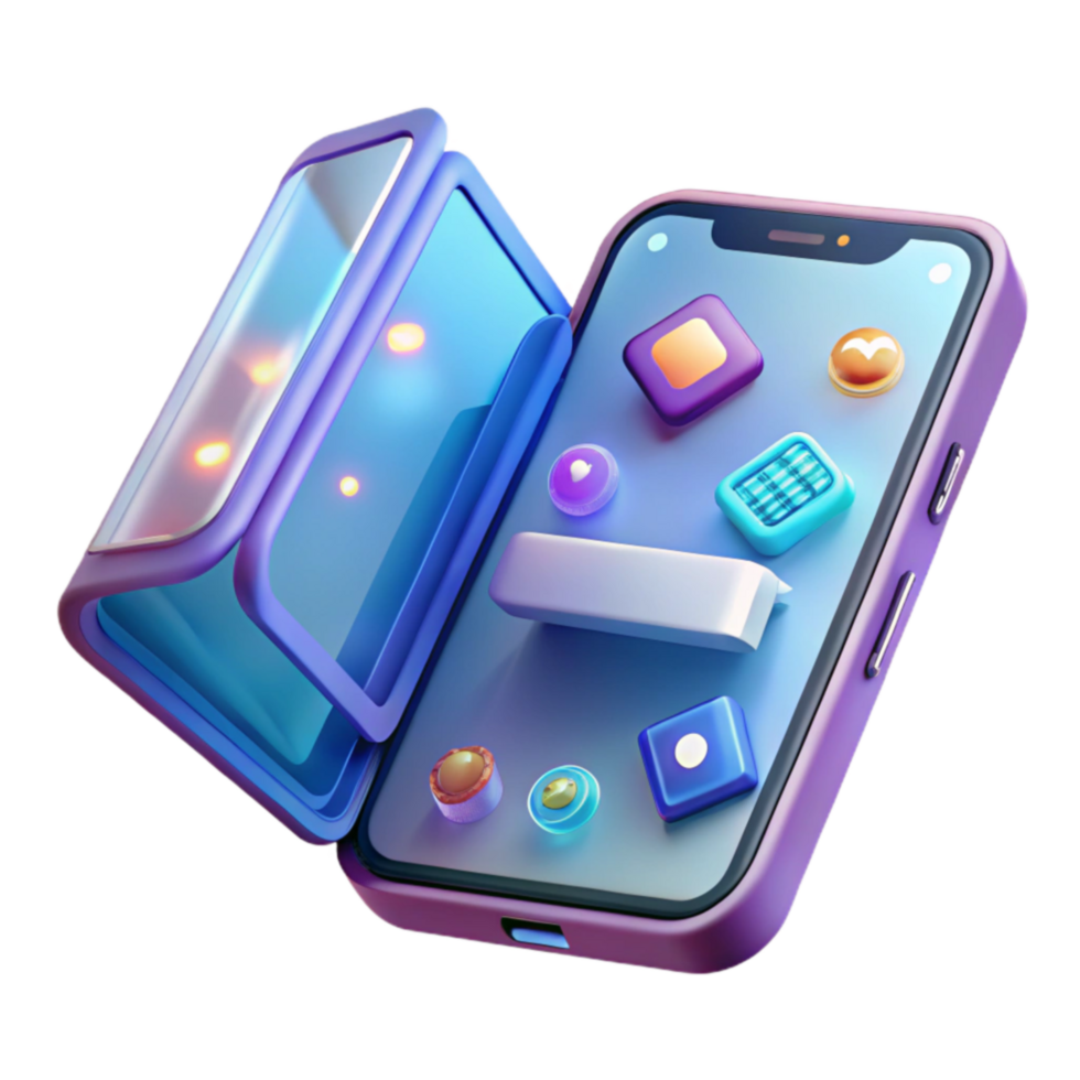 Modern Mobile Interface Design Colorful App Icons Futuristic UI png