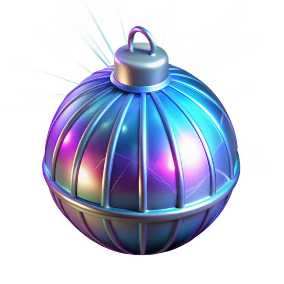 Iridescent Orb 3D Render of Festive Exploding Sphere png