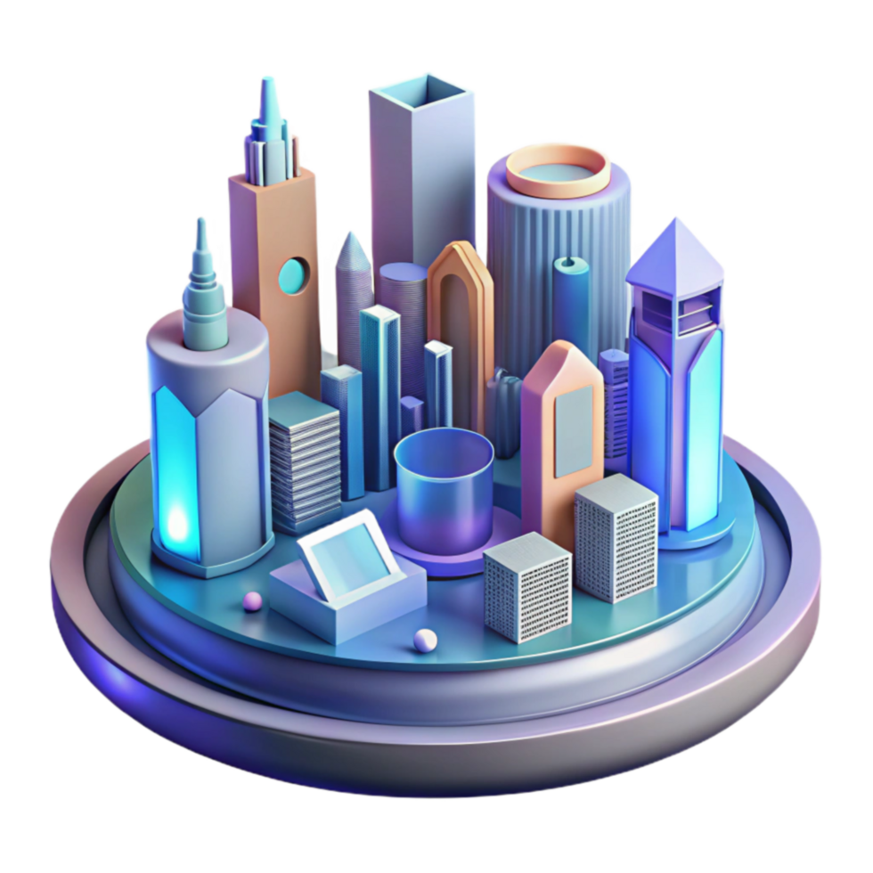 Futuristic Cityscape A 3D Model of Urban Architecture png