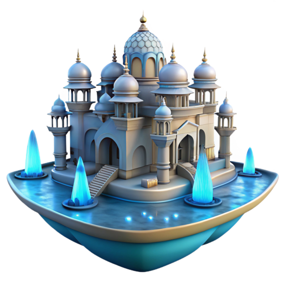 Floating Palace Architectural Wonder with Fountains png