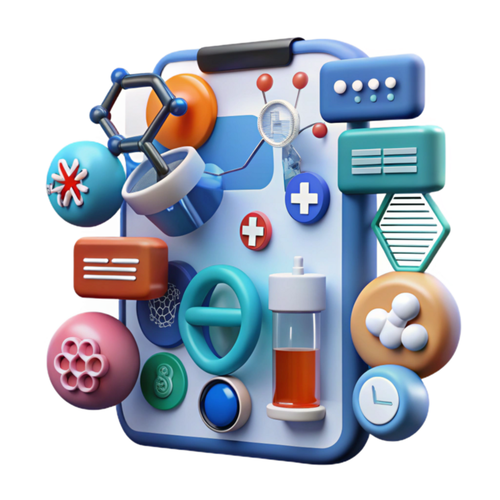 Mobile Health App Interface with Medical Icons Technology png